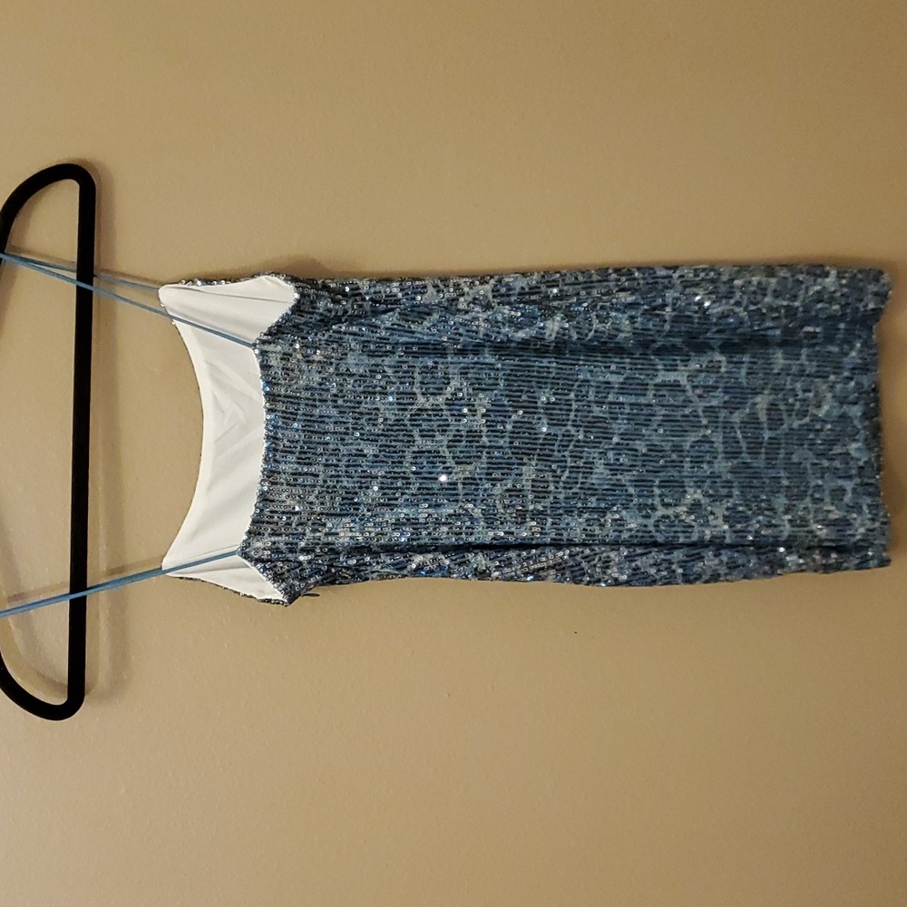 Superdown Blue Sequin Spaghetti Strap Mini Dress - image 8